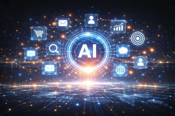 Ilustrasi analisis perilaku audiens menggunakan AI dalam marketing